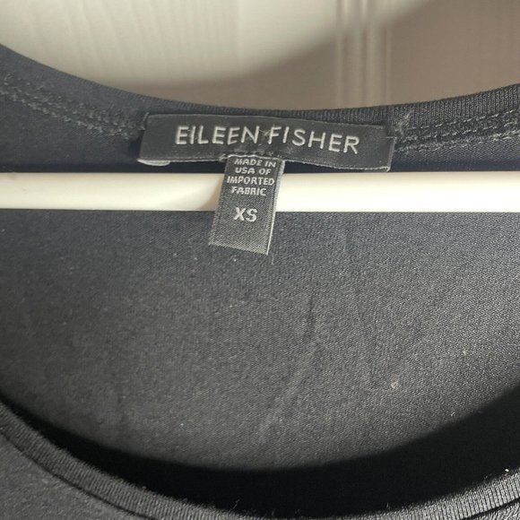 Eileen Fisher Mini Dress Women XS Viscose Stretch Jersey Dress Black Half Sleeve - Picture 3 of 8